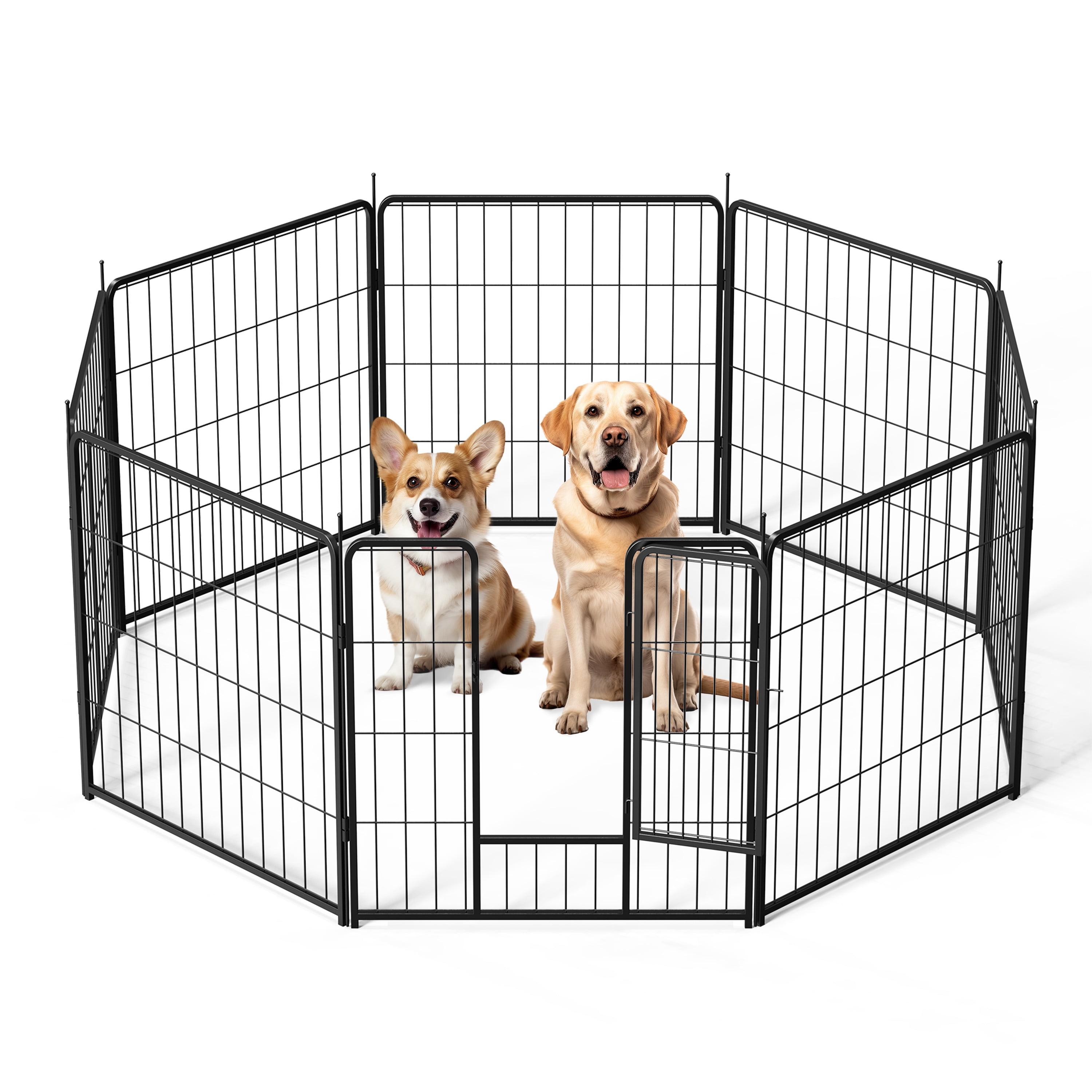 Dog Playpen, 8 Panel Foldable Dog Exercise Pen with Latch, Pet Fence with 360⁰ Hinges and Wire Meshes for Outdoor, Home, Black