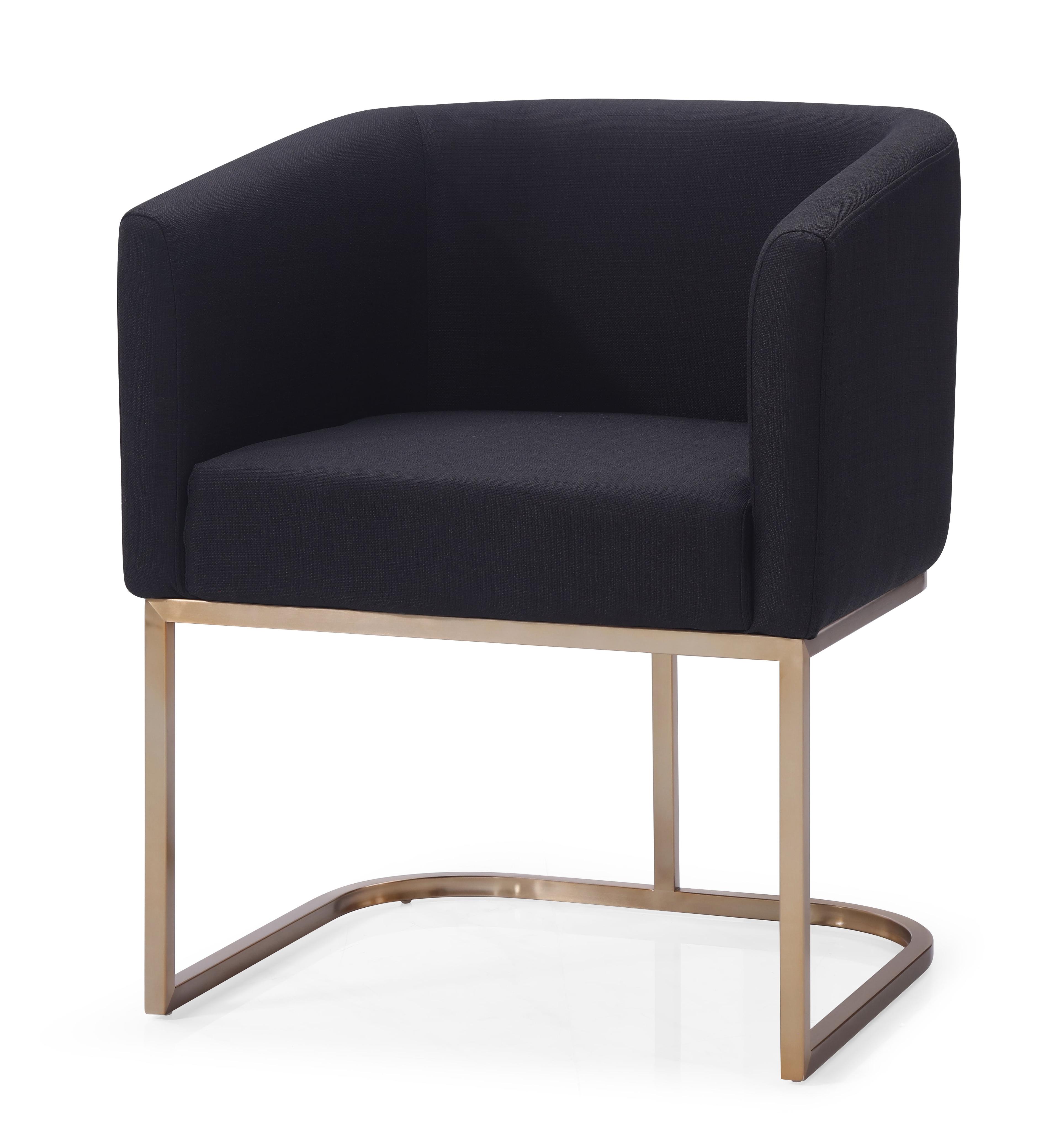 Echo 22.5'' Upholstered Black Dining Chair with Antique Brass Metal Frame