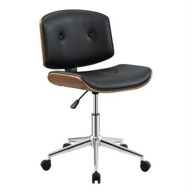 Miekor Furniture Camila Office Chair in Black Pu & Walnut