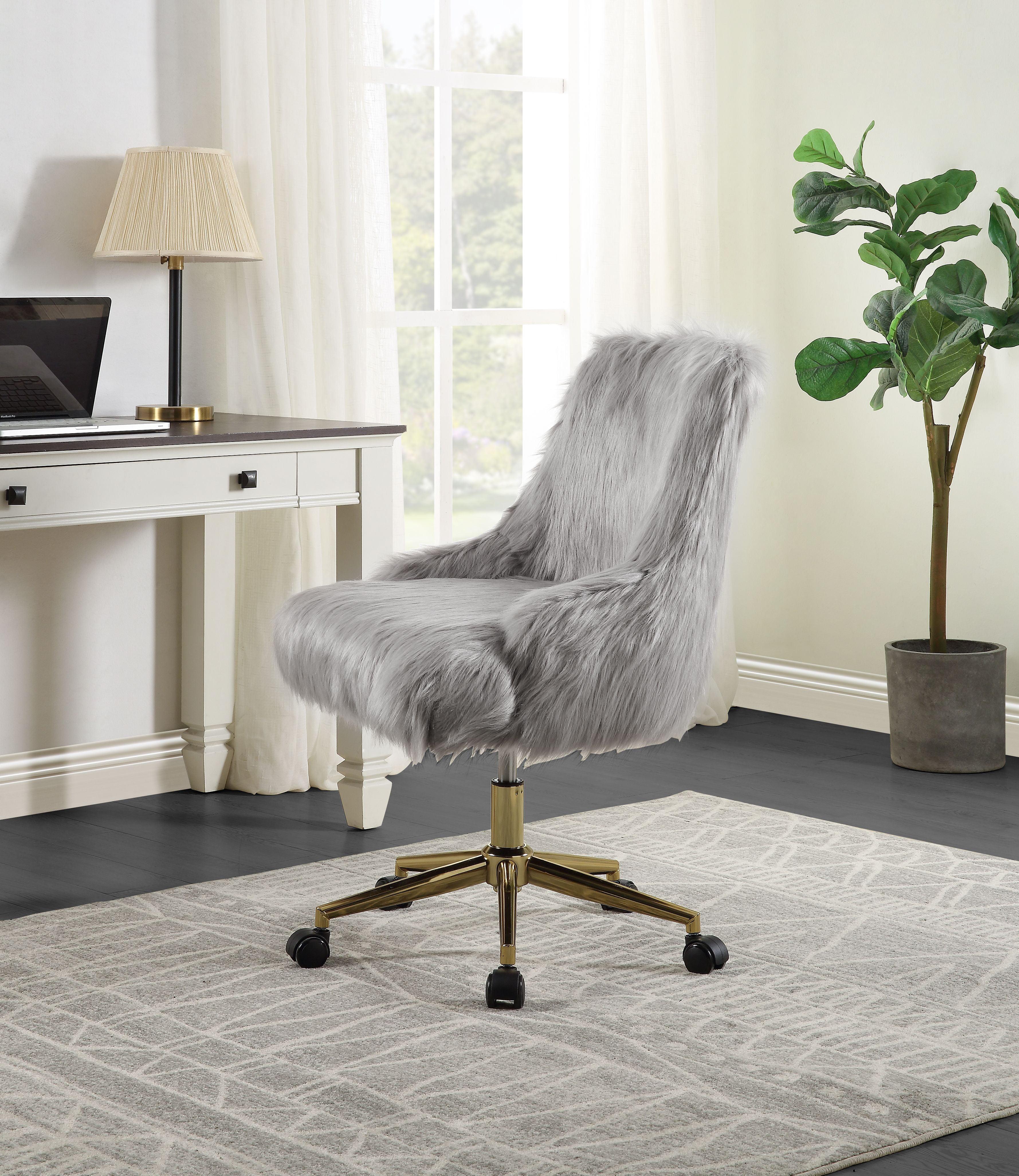 Modern Gray Fabric Mesh Office Chair with Swivel Base and Fixed Arms