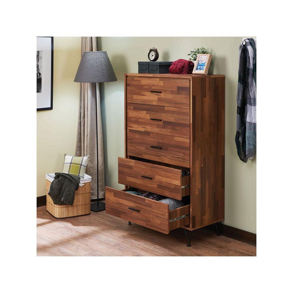 Enchanting Walnut Brown Wooden Chest with Felt-Lined Drawers