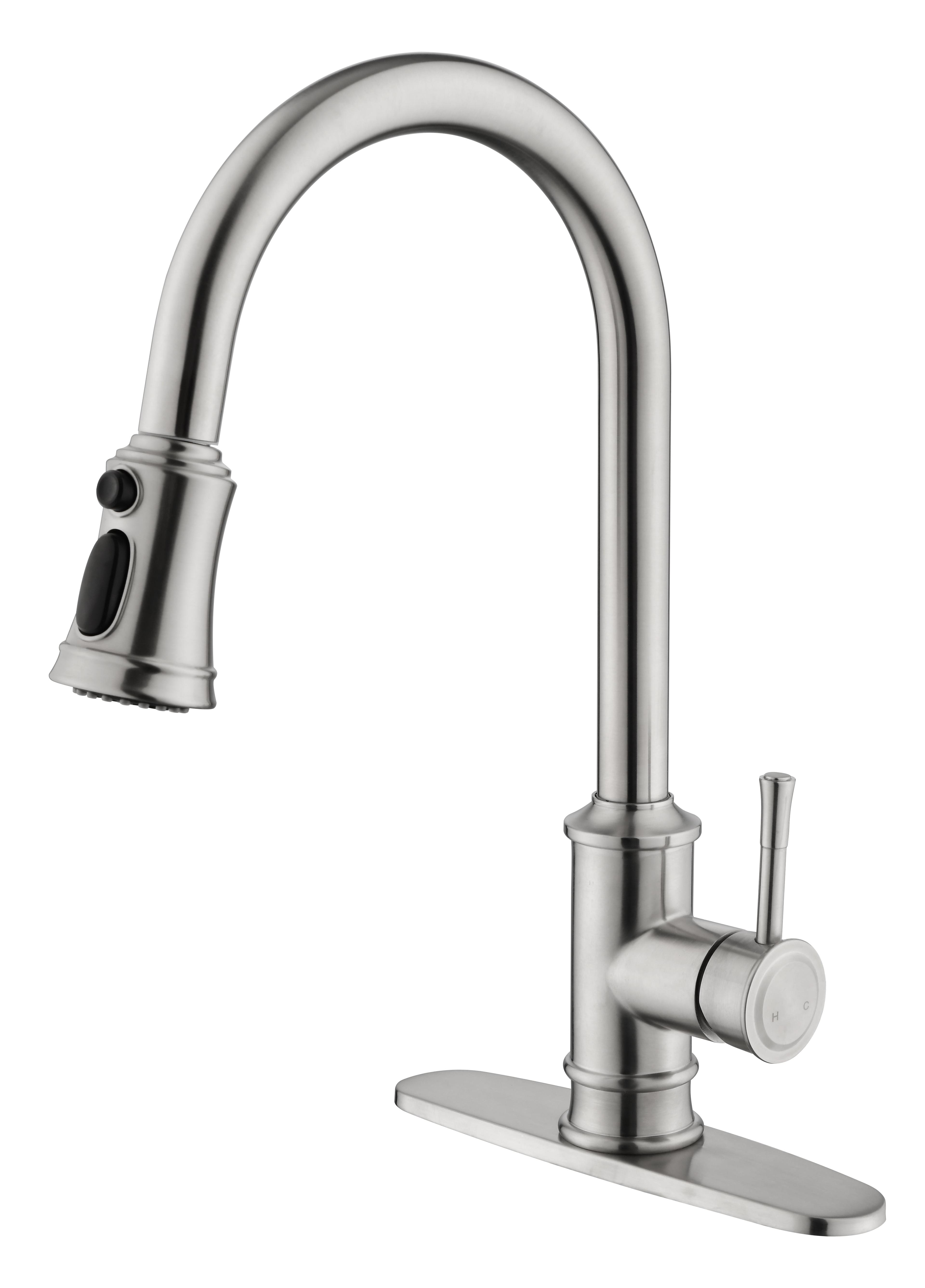 Furvclv Stainless Steel Kitchen Faucet, Single Handle High Arc Brushed Nickel Pull Kitchen Faucet, Single Layer Kitchen Sink Faucet With Pull Down Spray