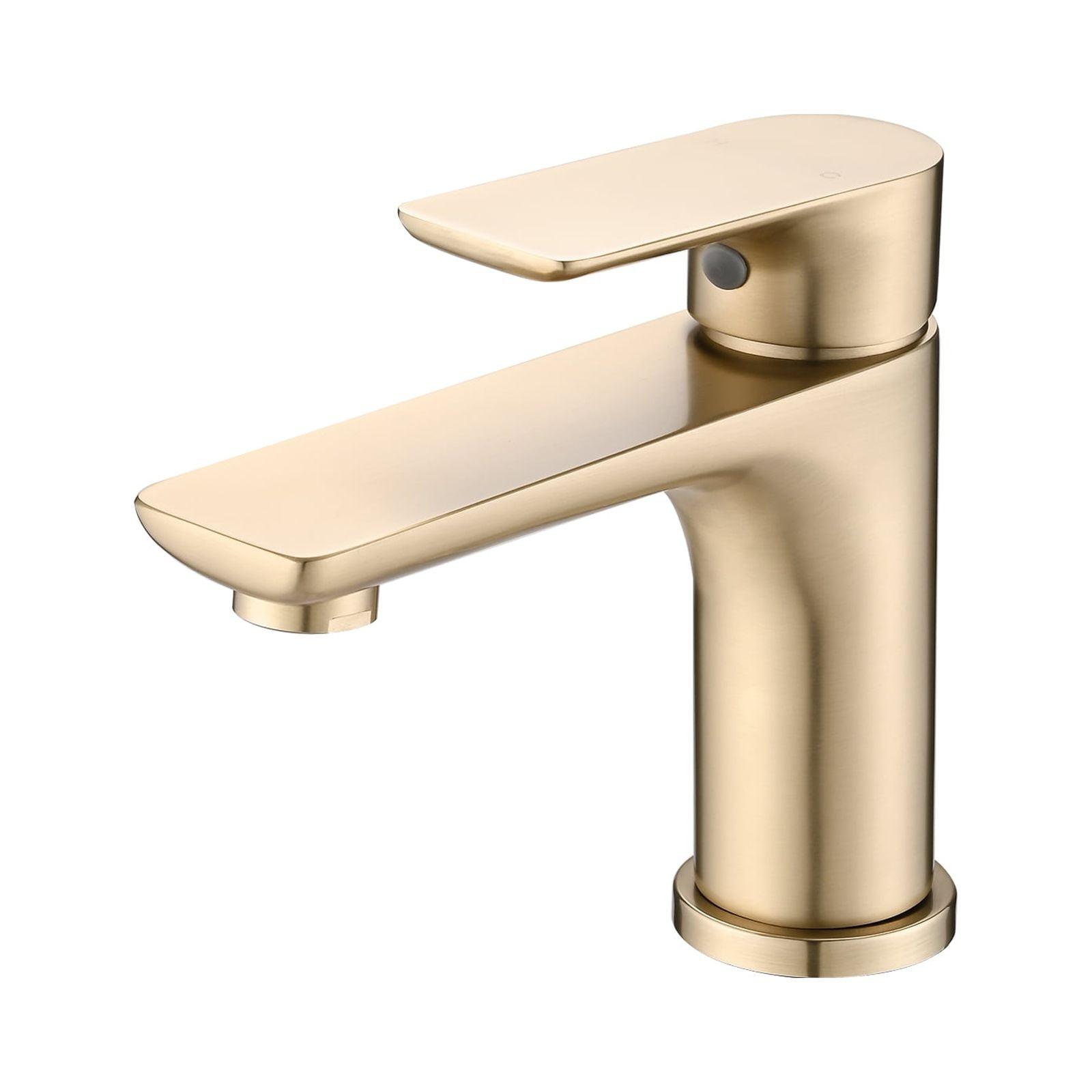 Brushed Gold Single Handle Mid Arc Bathroom Faucet