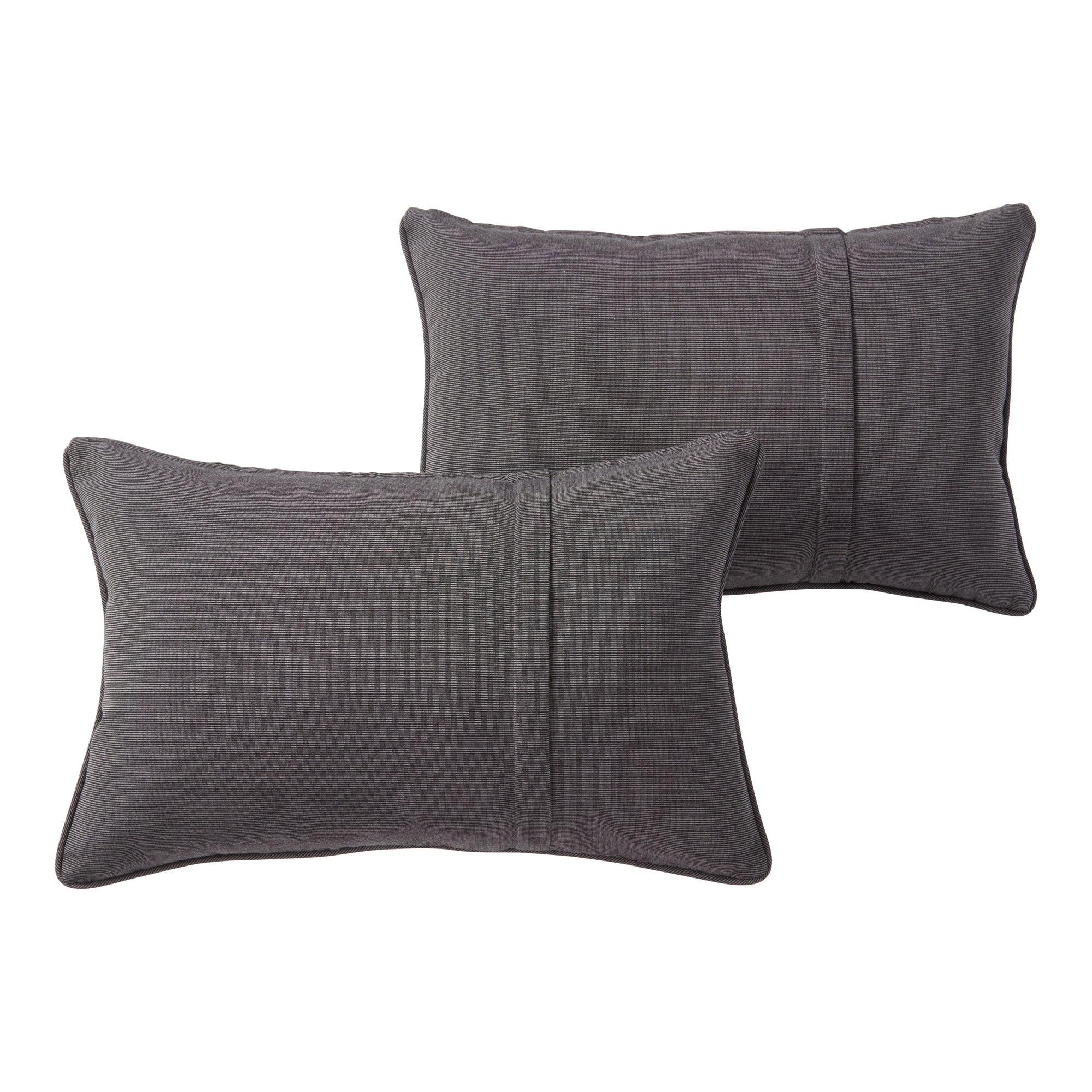 Coal Sunbrella Pleated Outdoor Throw Pillow Set, 21x14"