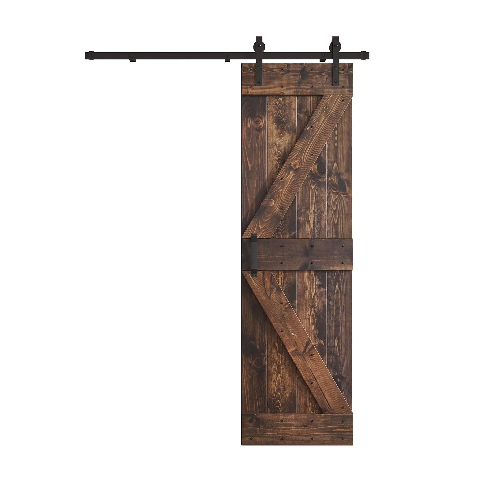 Paneled Wood and Metal K Series DIY Knotty Barn Door with Installation Hardware Kit