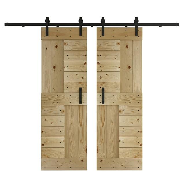 Coast Sequoia 84'' Solid Wood Paneled with Installation Hardware Kit Barn Door