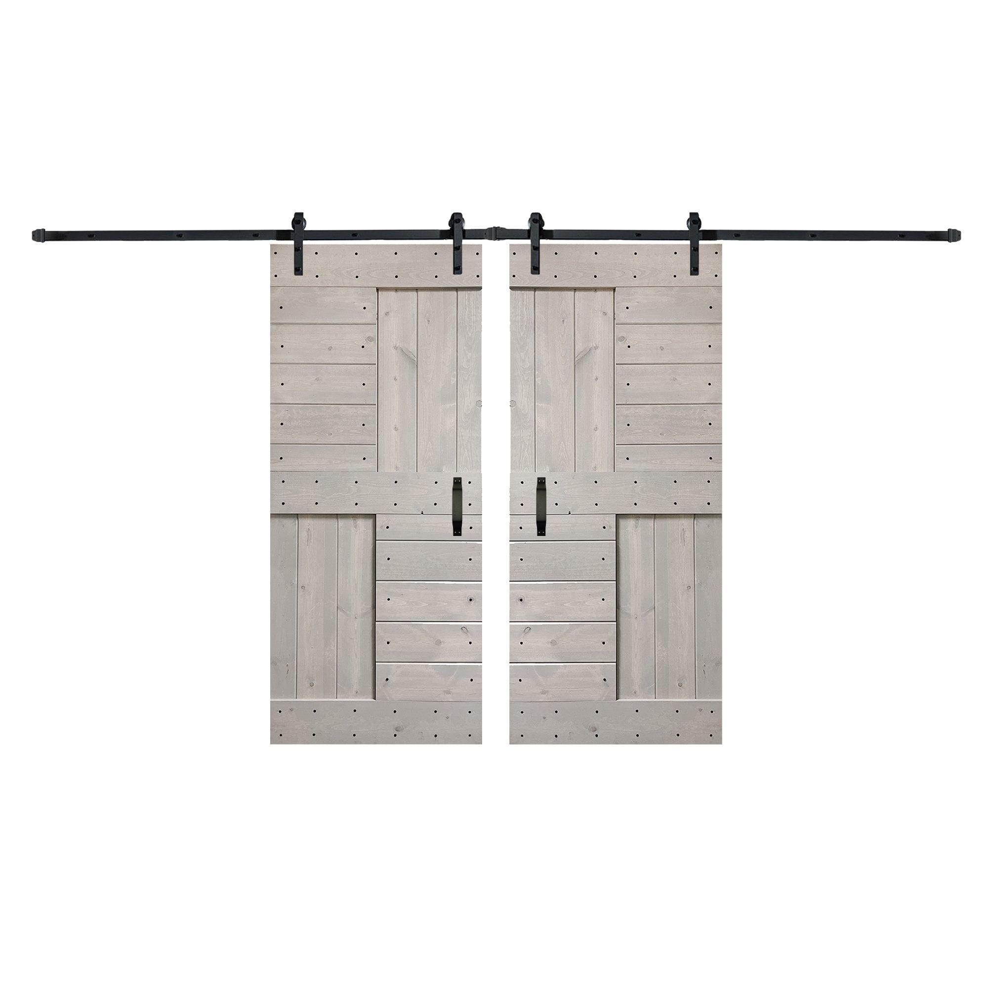 84'' Solid Wood Paneled with Installation Hardware Kit Barn Door