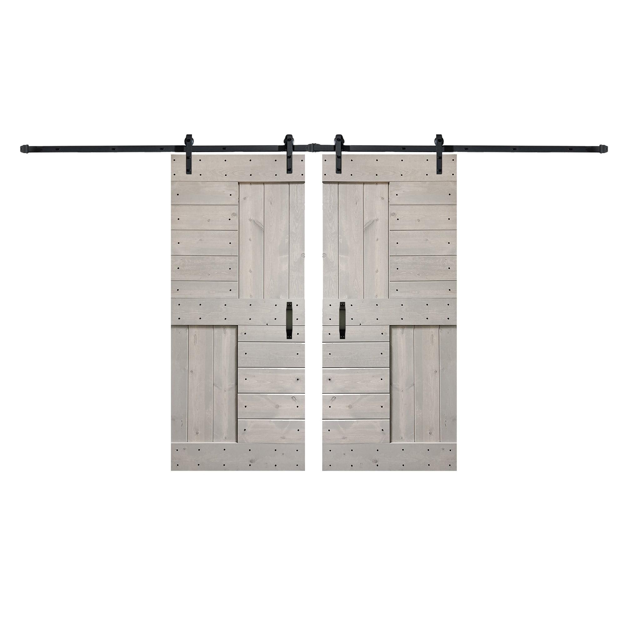 84'' Solid Wood Paneled with Installation Hardware Kit Barn Door
