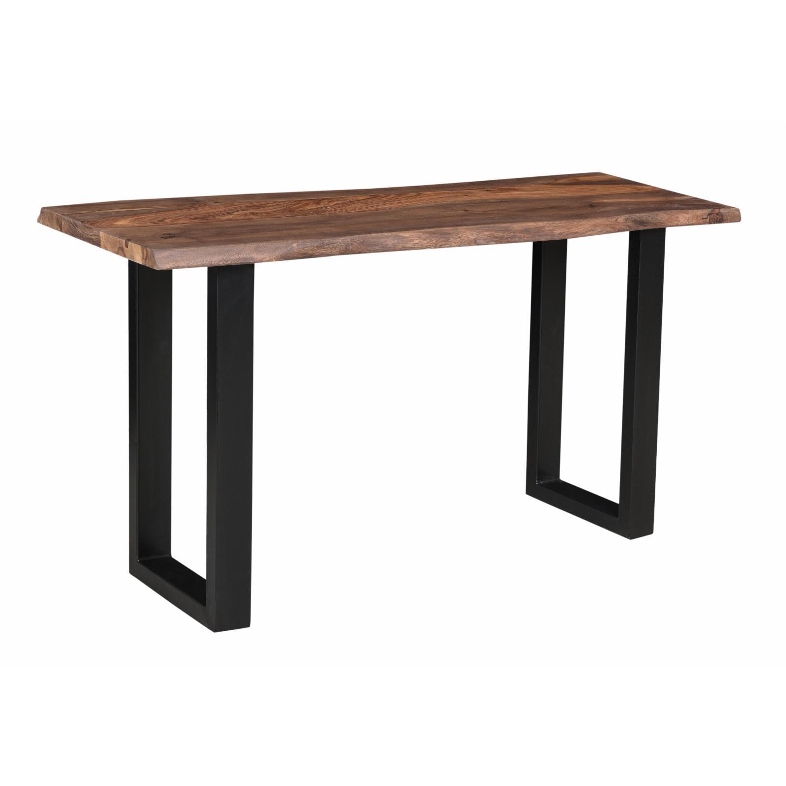 Sheesham Wood & Metal 58" Transitional Console Table in Nut Brown