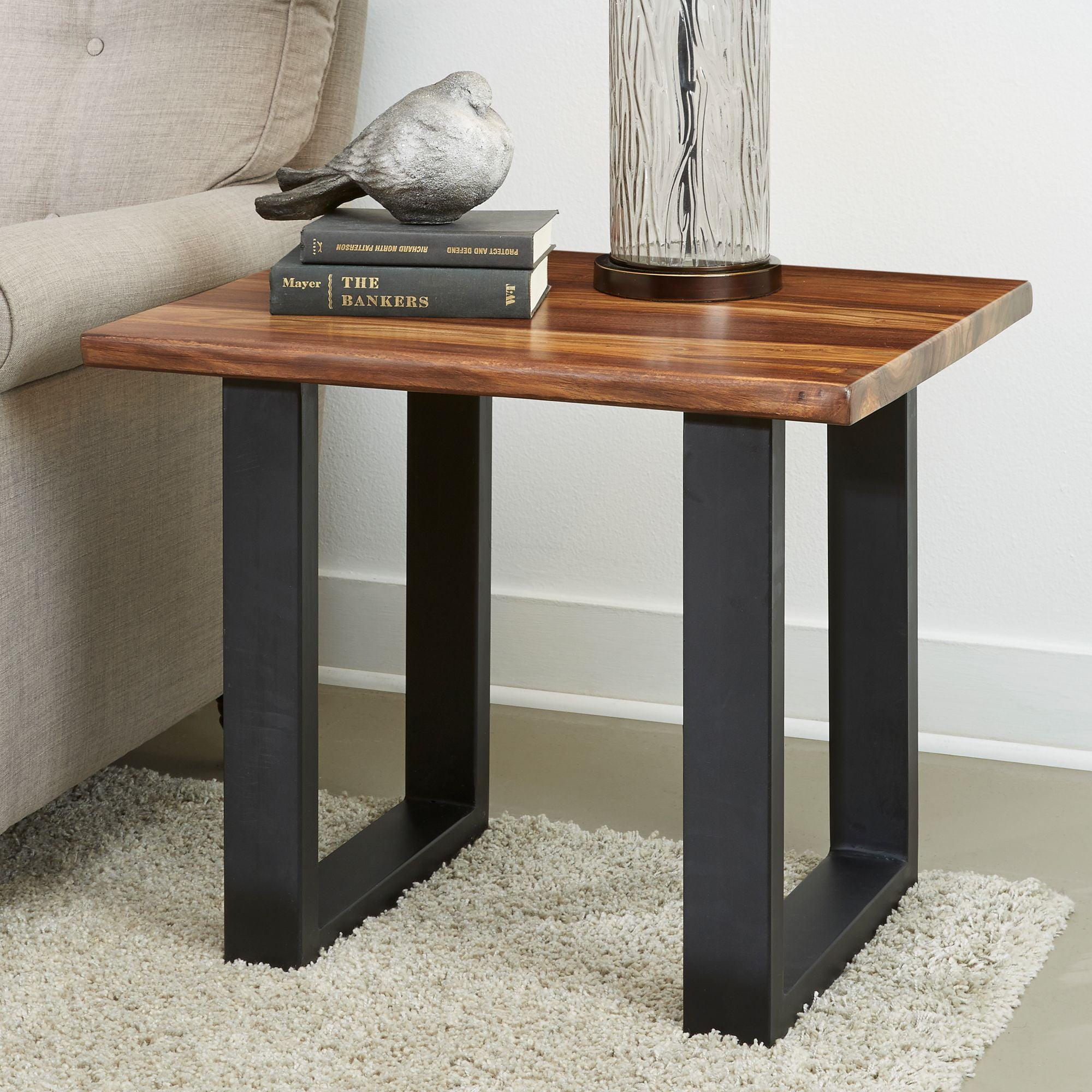 Coast to Coast Raw Edge Brownstone 28" Wide Black and Wood End Table
