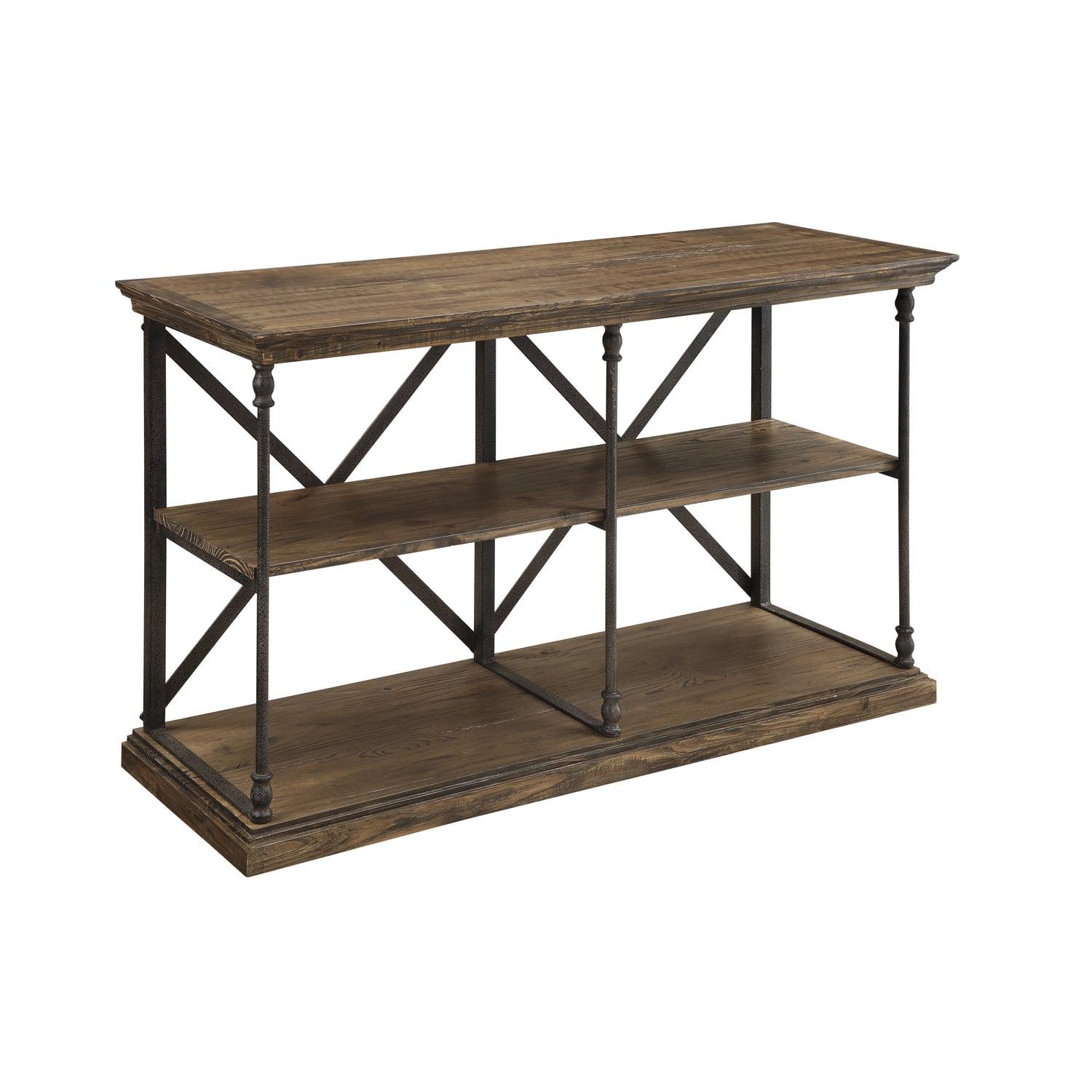 Corbin Medium Brown Traditional Media Console with Steel Accents