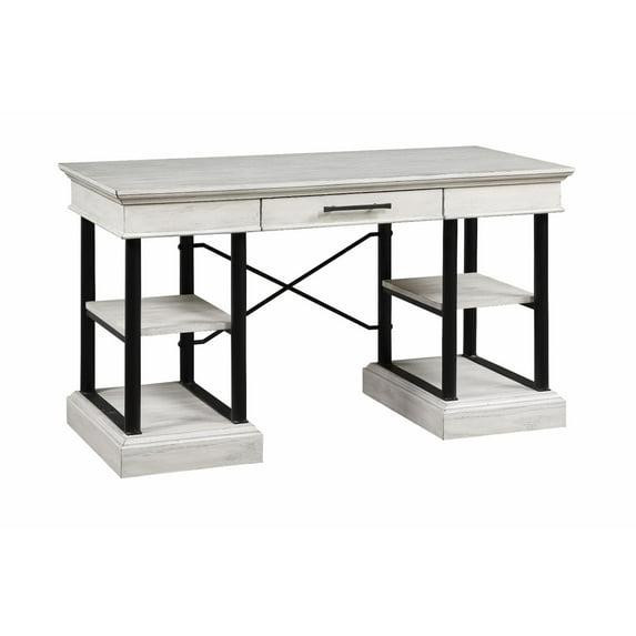 Coast To Coast Imports Gabby Hazy White One-Drawer Black Iron Frame Desk