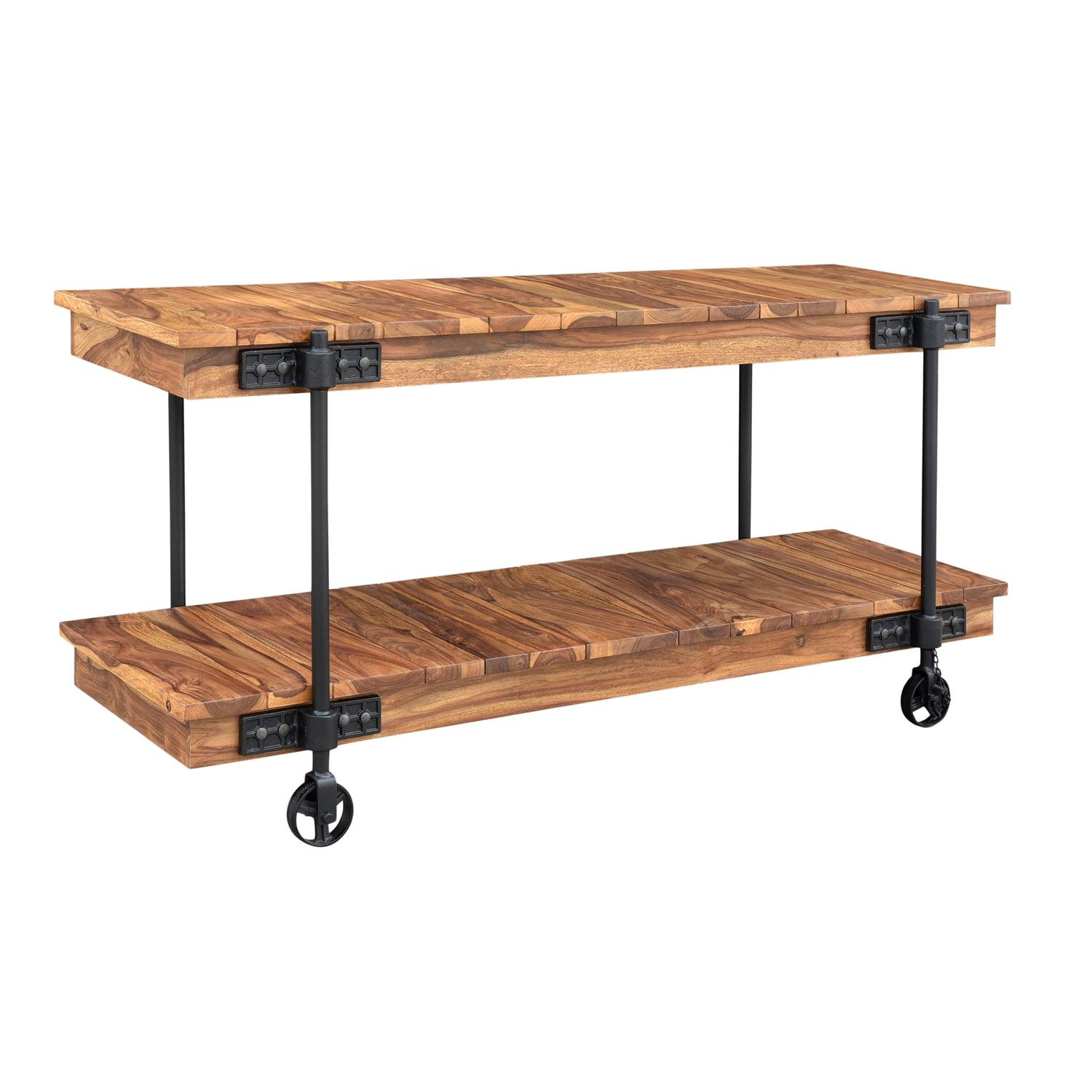 Kingston Sheesham Wood and Iron Industrial Console Table with Storage