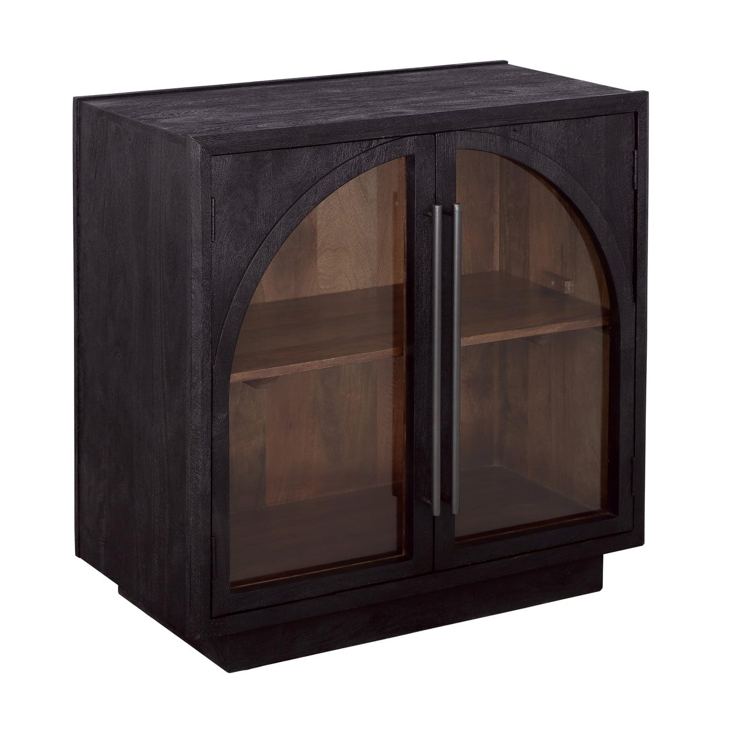 Madilynn Black Mango Wood 2-Door Cabinet with Adjustable Shelving