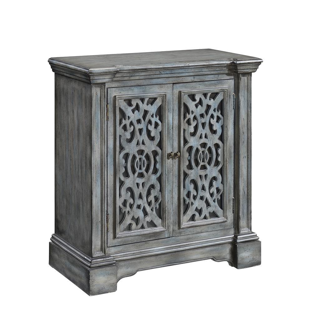 Midvale 31.5'' Gray Traditional Two-Door Cabinet with Lattice Work