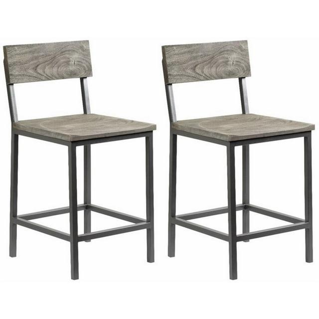 Coast To Coast Imports Sandblast Grey/Gunmetal Yukon Counter Barstool (Set of 2)