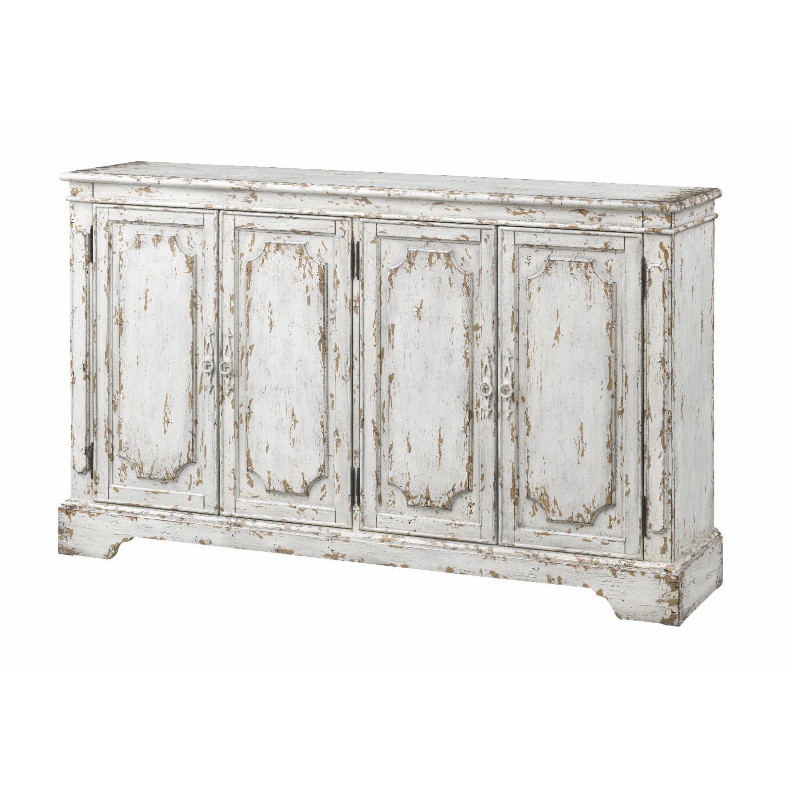 Olivia Aged Cream 4-Door Distressed Credenza