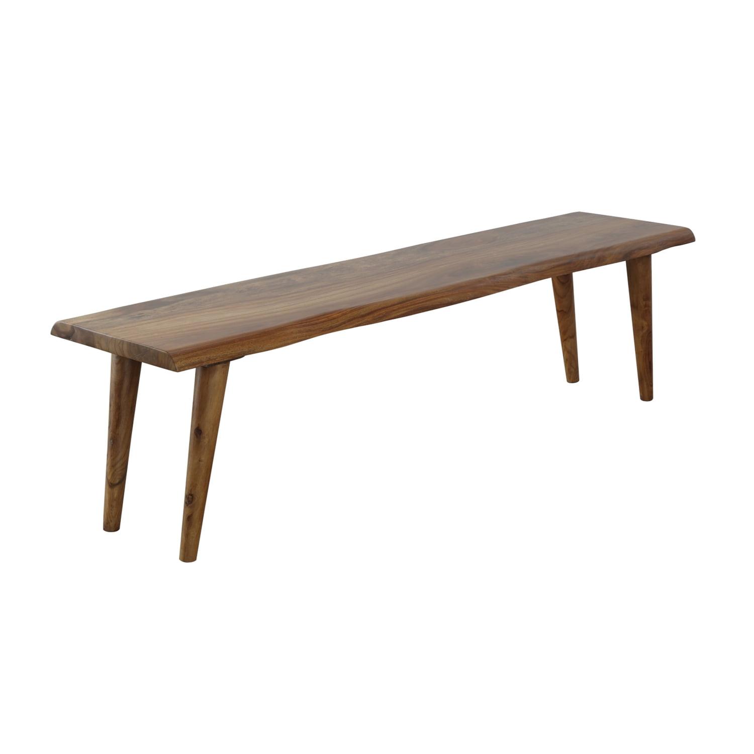 Brown Sheesham Wood Live Edge Dining Bench