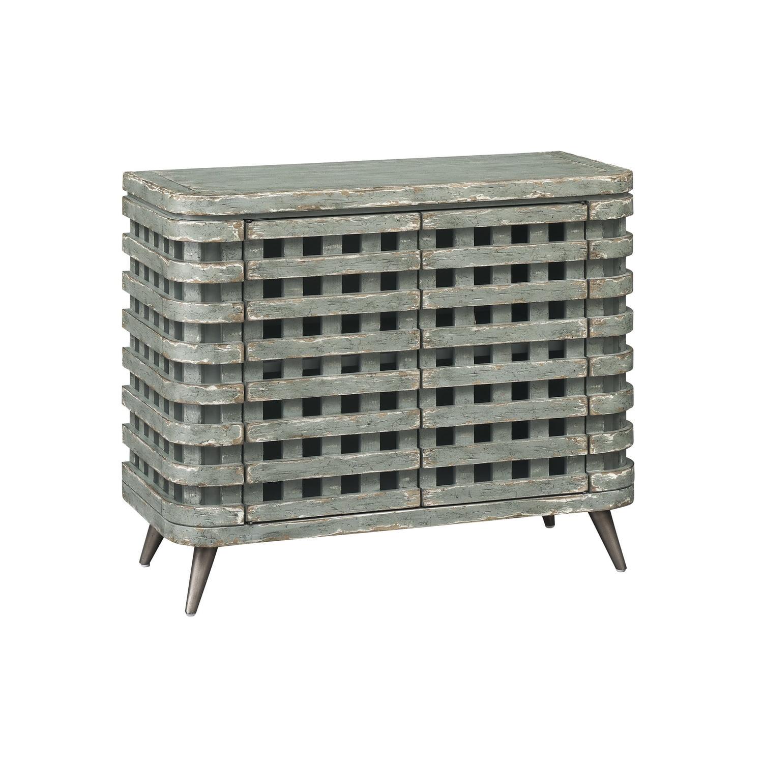 Riverdale Textured Green Wood Farmhouse Two Door Cabinet
