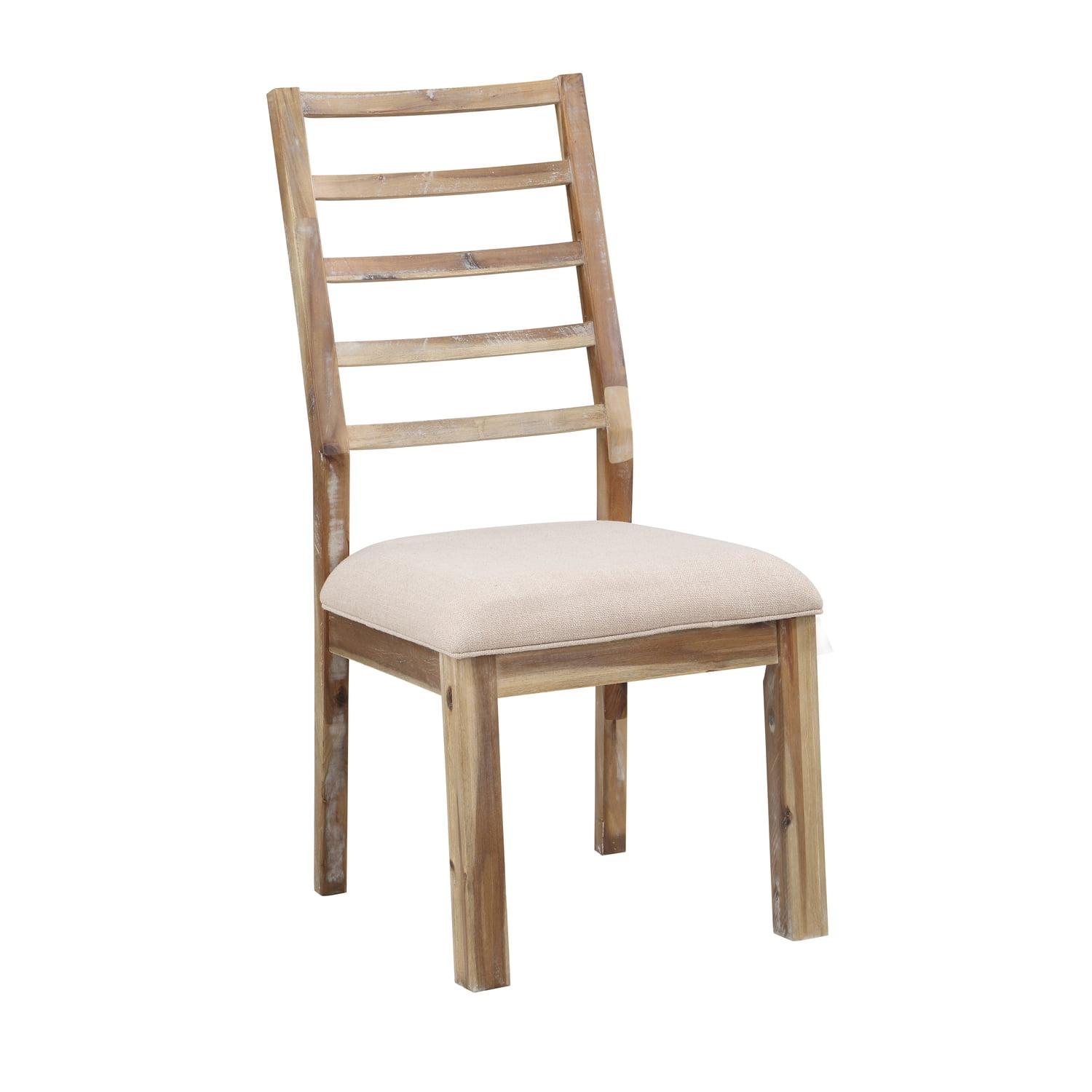 Rustic Sophistication Beige Upholstered Wood Dining Chair Set