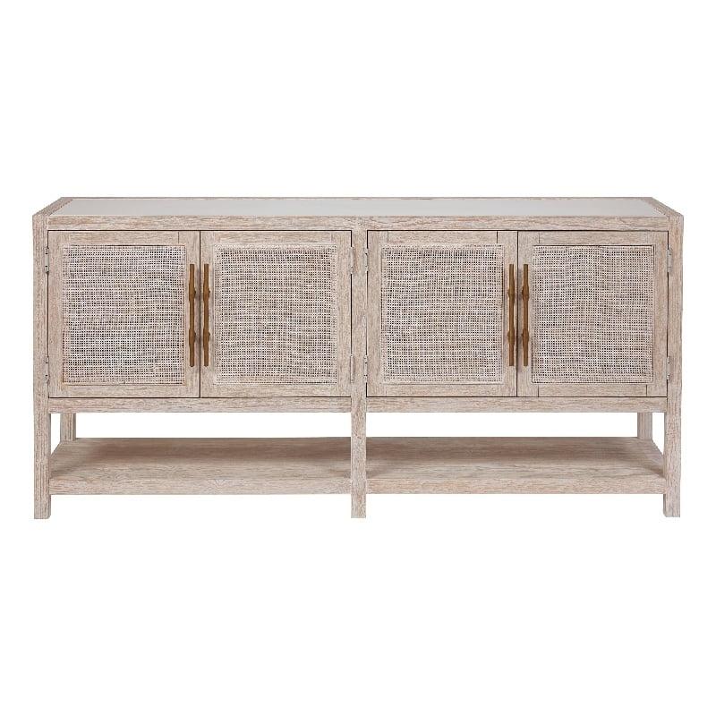 Beige Transitional 76'' Sideboard with Bronze Hardware