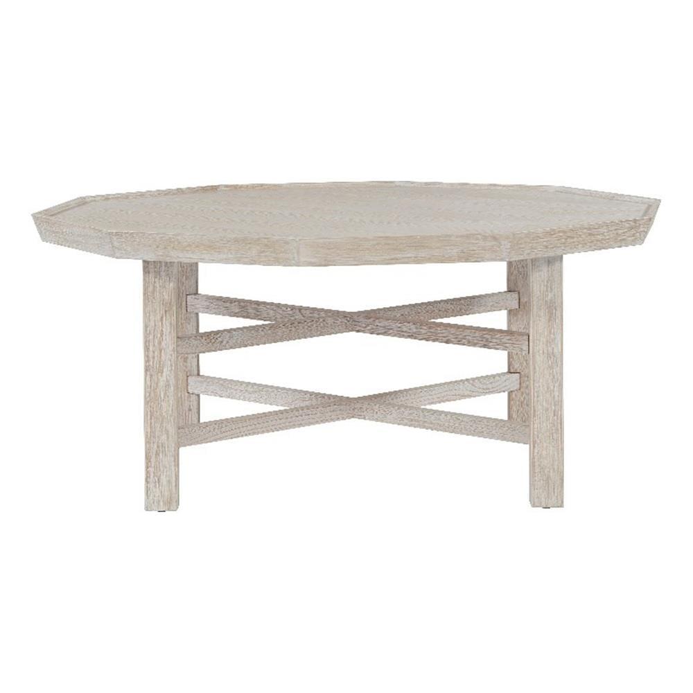 Beige Oak Octagonal Transitional Cocktail Table