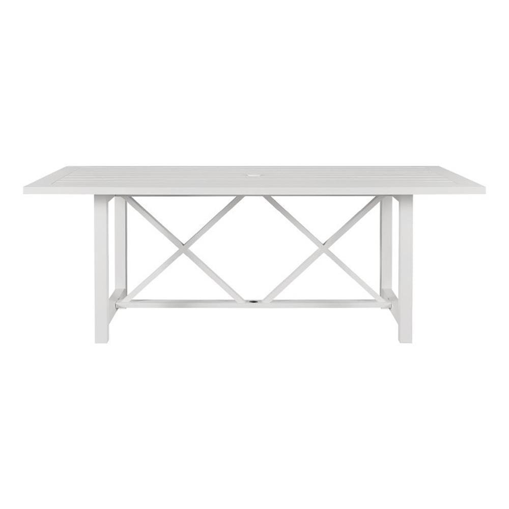 Tybee White Aluminum Rectangular Outdoor Dining Table