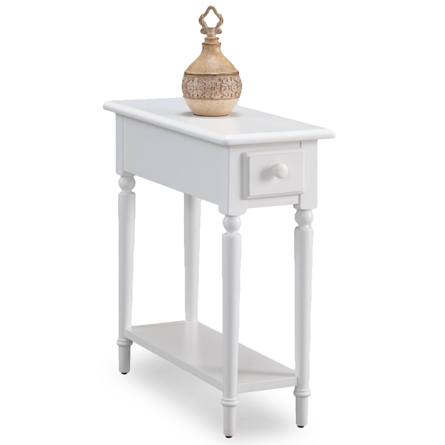 Orchid White Coastal Narrow Side Table with Storage