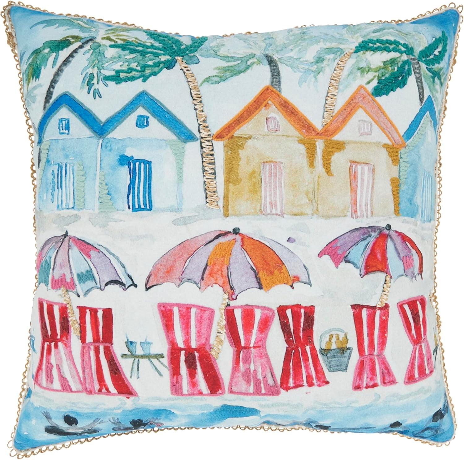 Saro Coastal Outdoor Lighthouse Pillow Cover