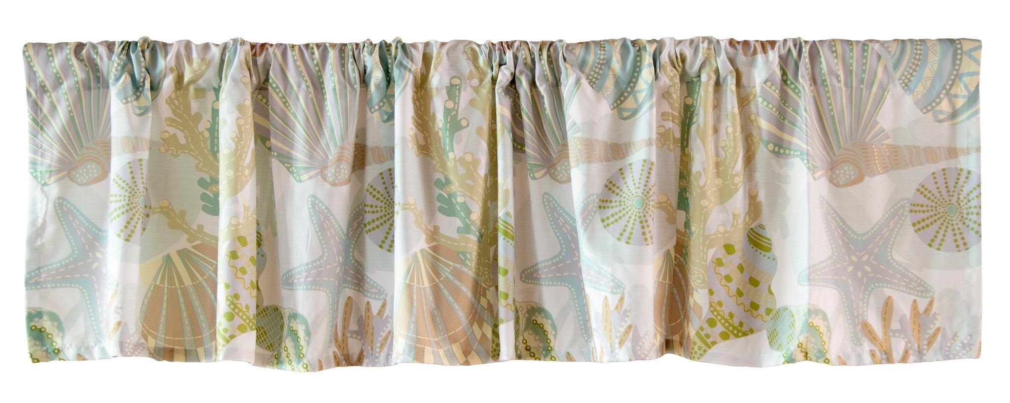 Coastal Reef 84'' Tab Top Valance in Blue and Green