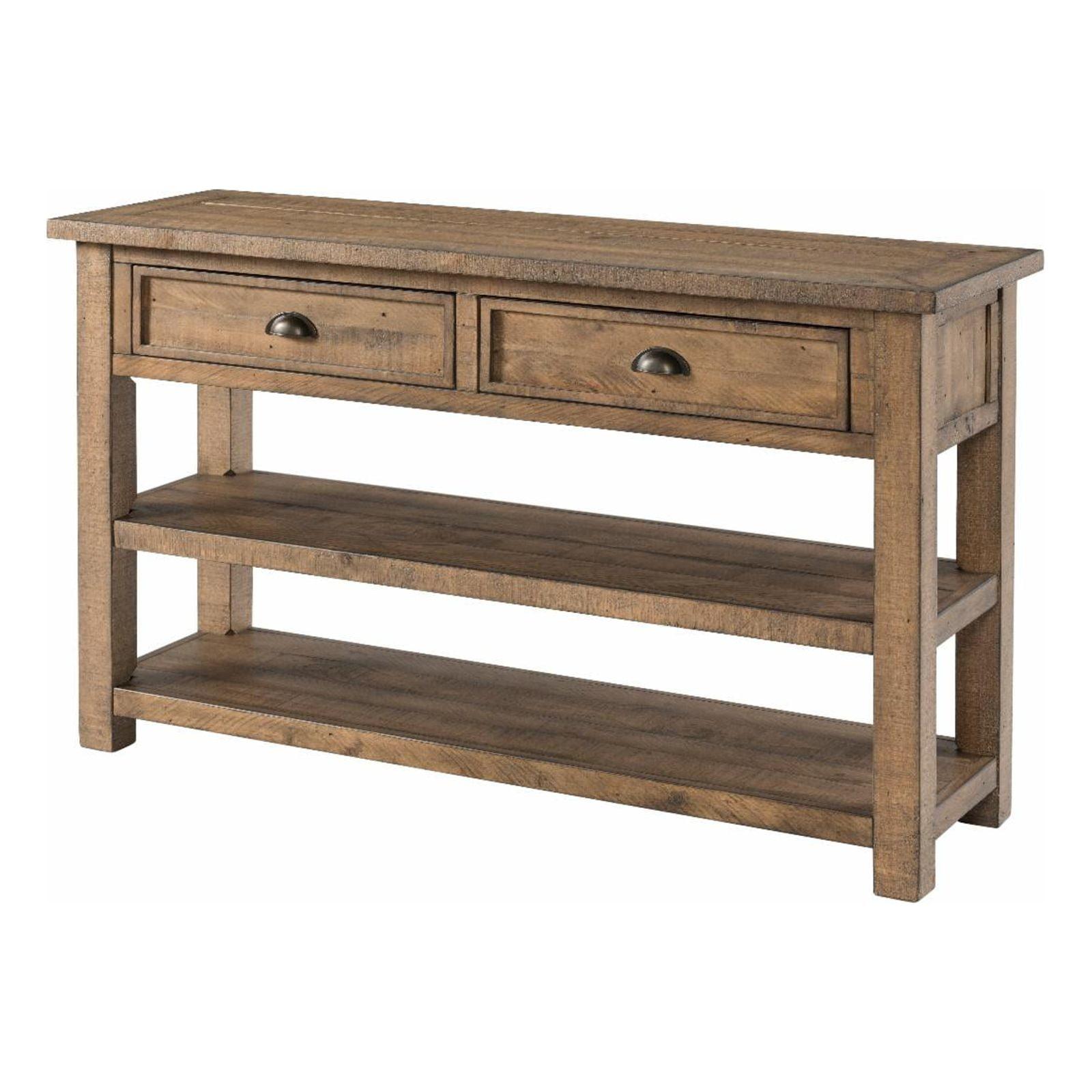 Coastal Style Rectangular Wooden Console Table with 2 Drawers, Brown- Saltoro Sherpi