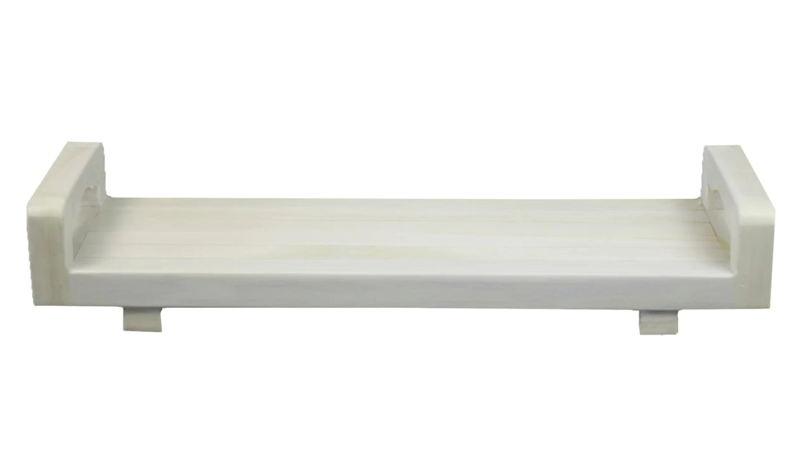 Eleganto 29" White Driftwood Teak Bath Tray with LiftAide Arms