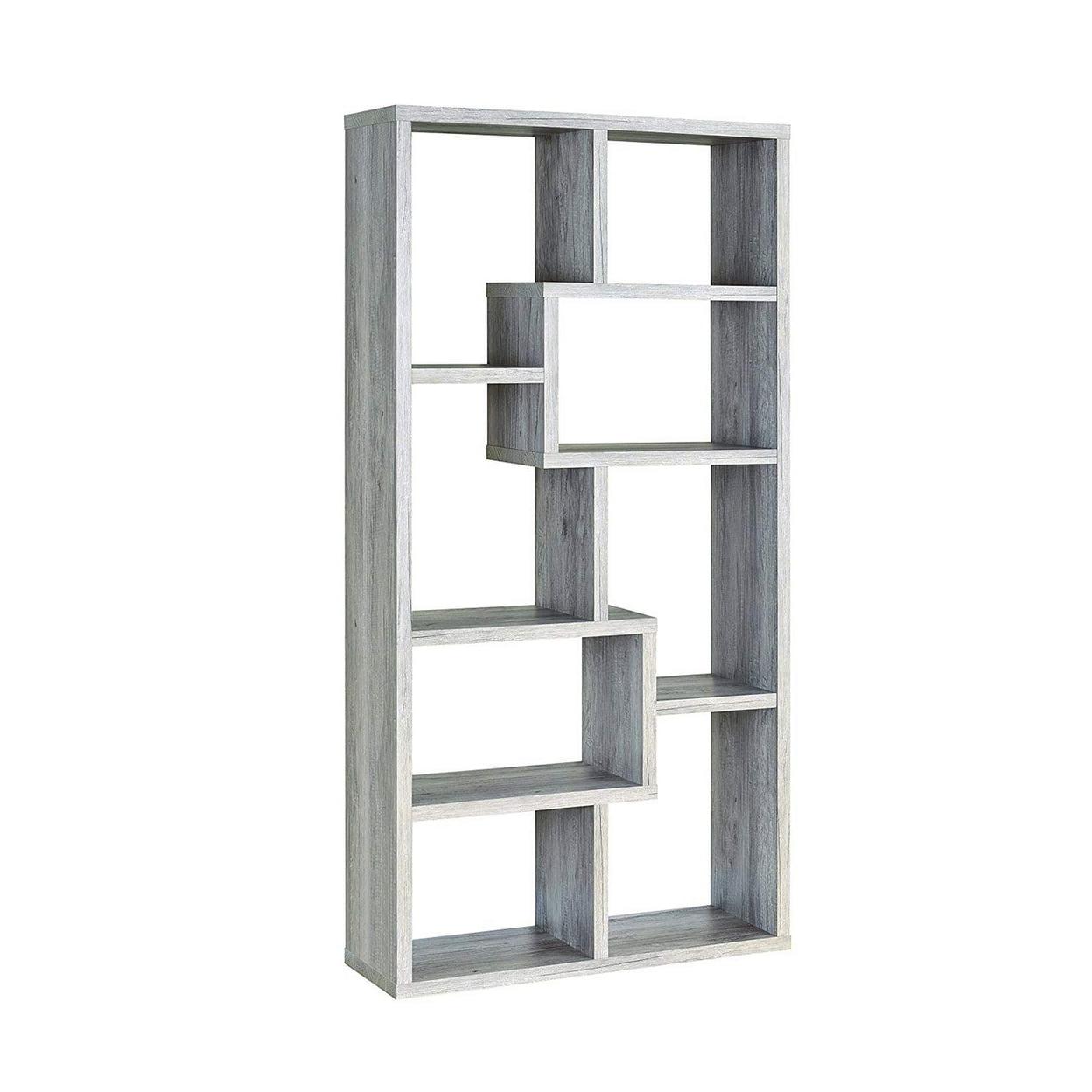 70.75" Theo 8 Shelf Bookcase Gray Driftwood - Coaster