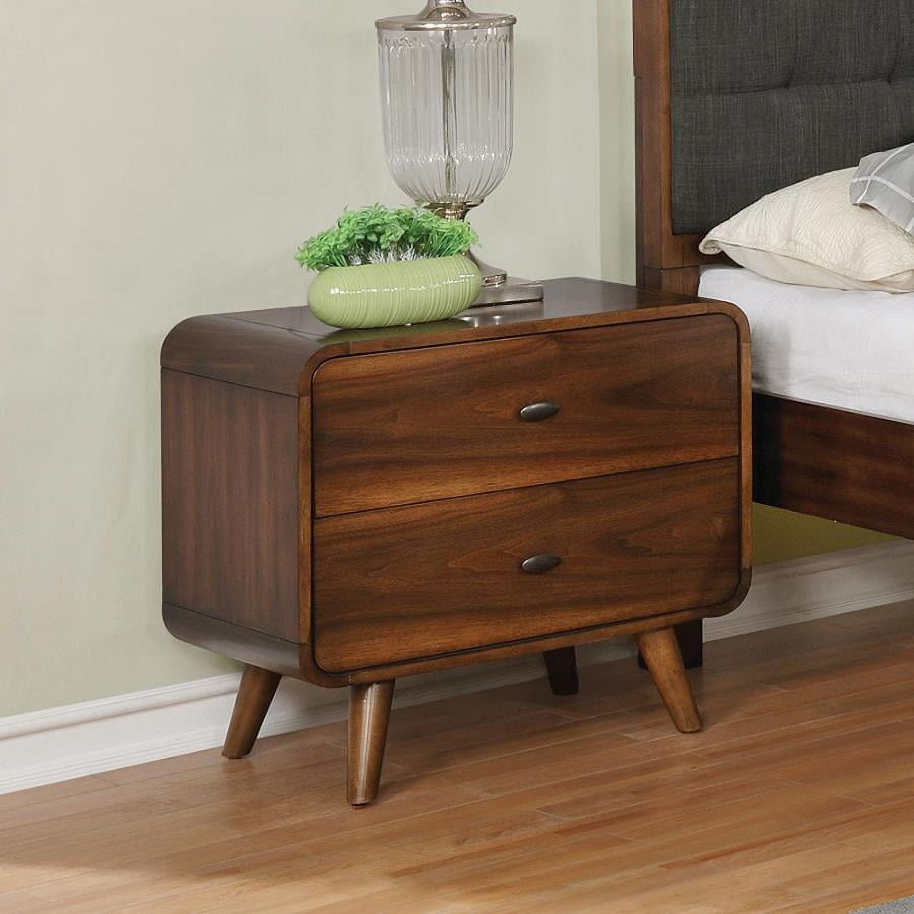 Robyn Dark Walnut 2-Drawer Mid-Century Modern Nightstand