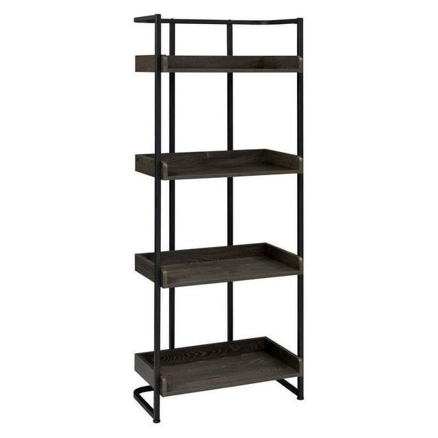 67.5" Ember 4 Shelf Bookcase Dark Oak - Coaster: Modern Industrial Style, Melamine Veneer, Rounded Base