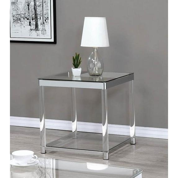 Anne Acrylic End Table with Glass Top and Shelf Chrome - Coaster