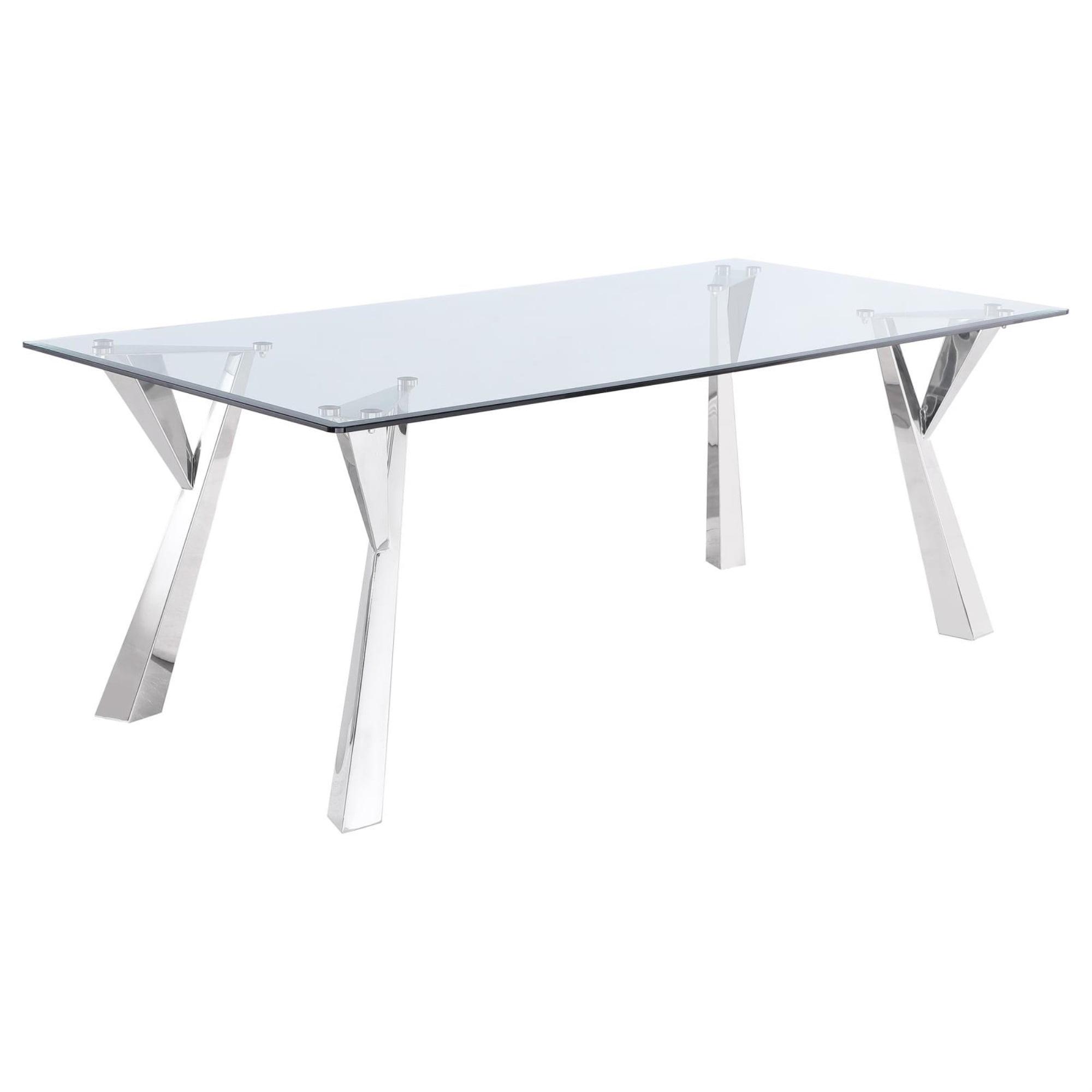 Alaia Rectangular Glass Top Dining Table with Chrome Legs