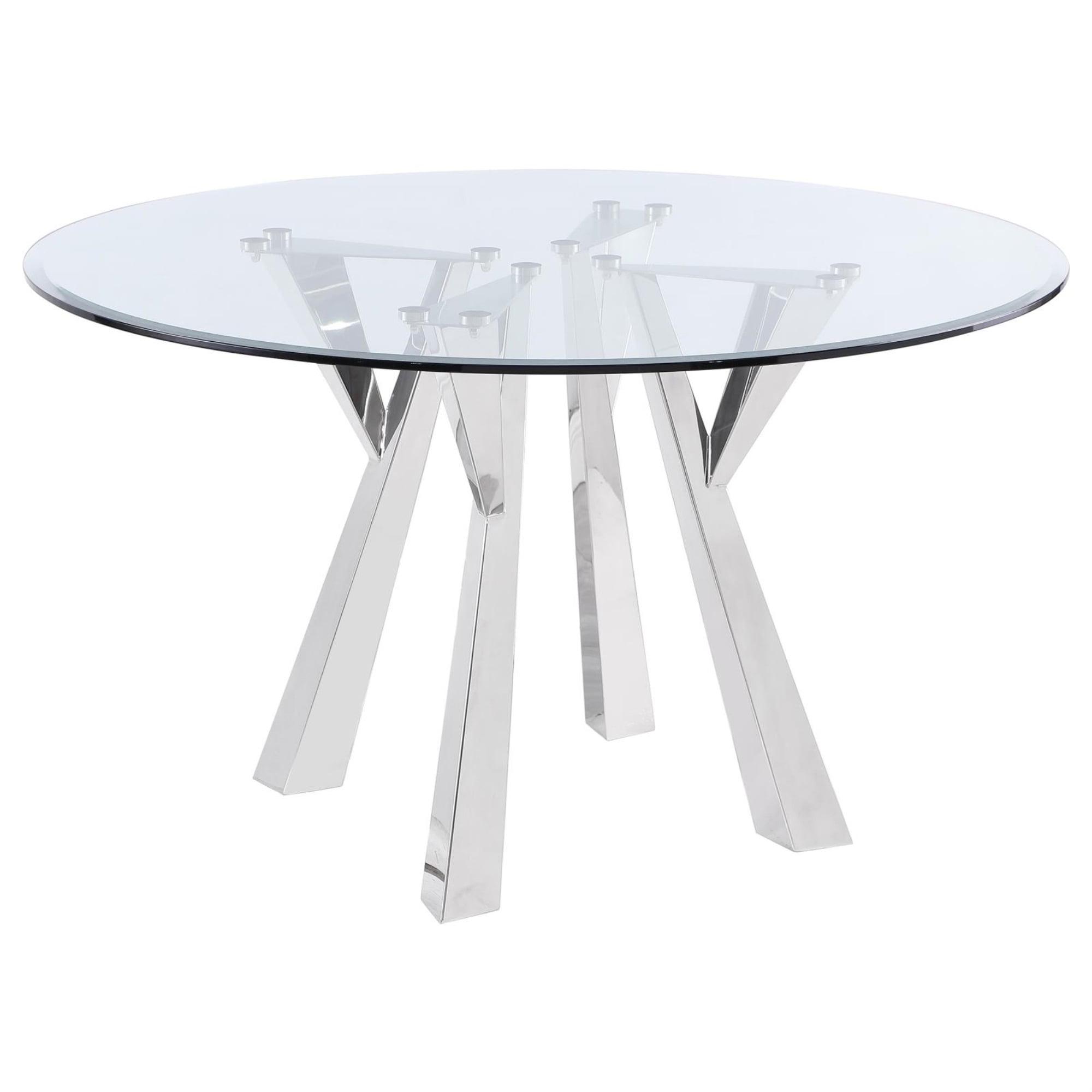 Alaia Round Glass Top Dining Table with Chrome Base