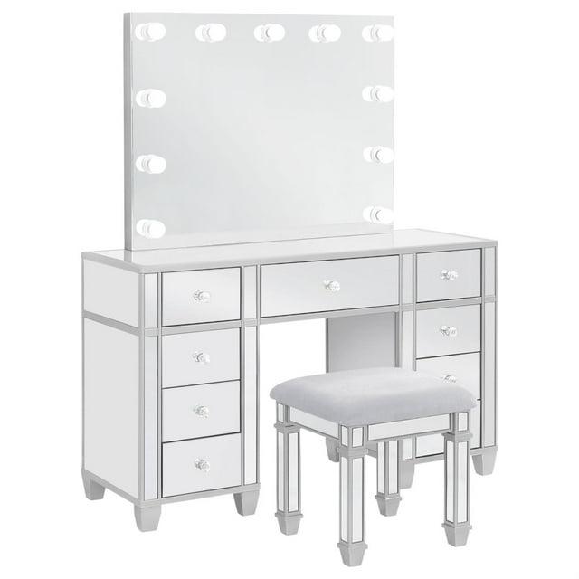 Coaster Allora 9-drawer Mirrored Storage Vanity Set with Hollywood Lighting Metallic