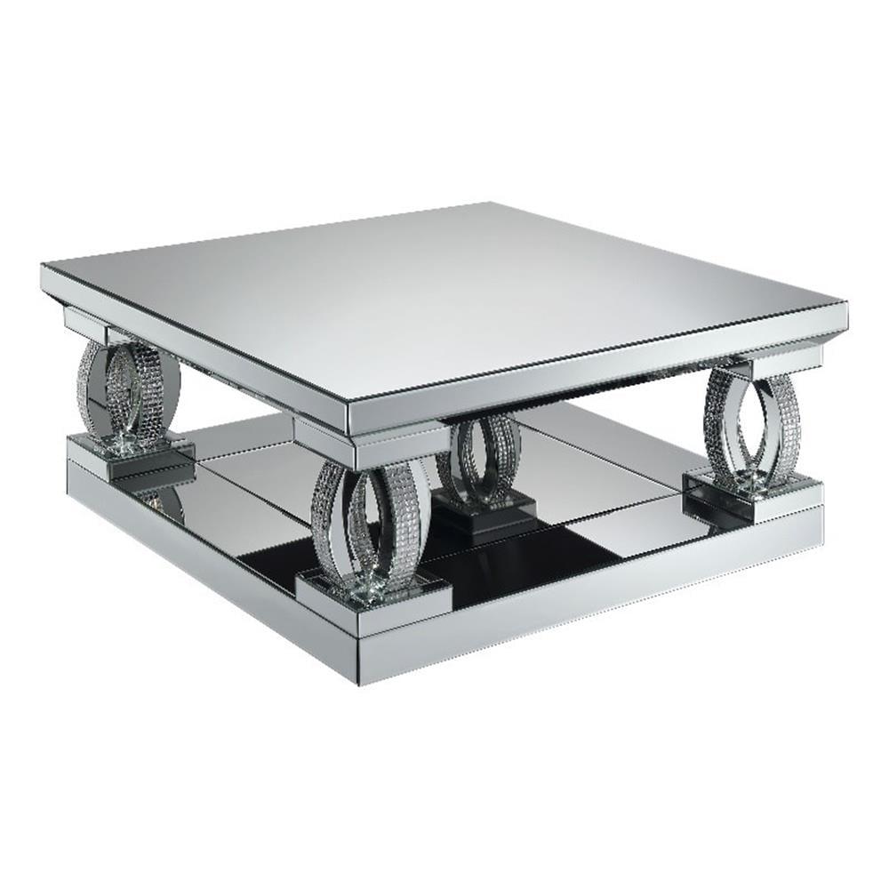 Coaster Amalia Square Modern Mirrored Glass Coffee Table in Silver