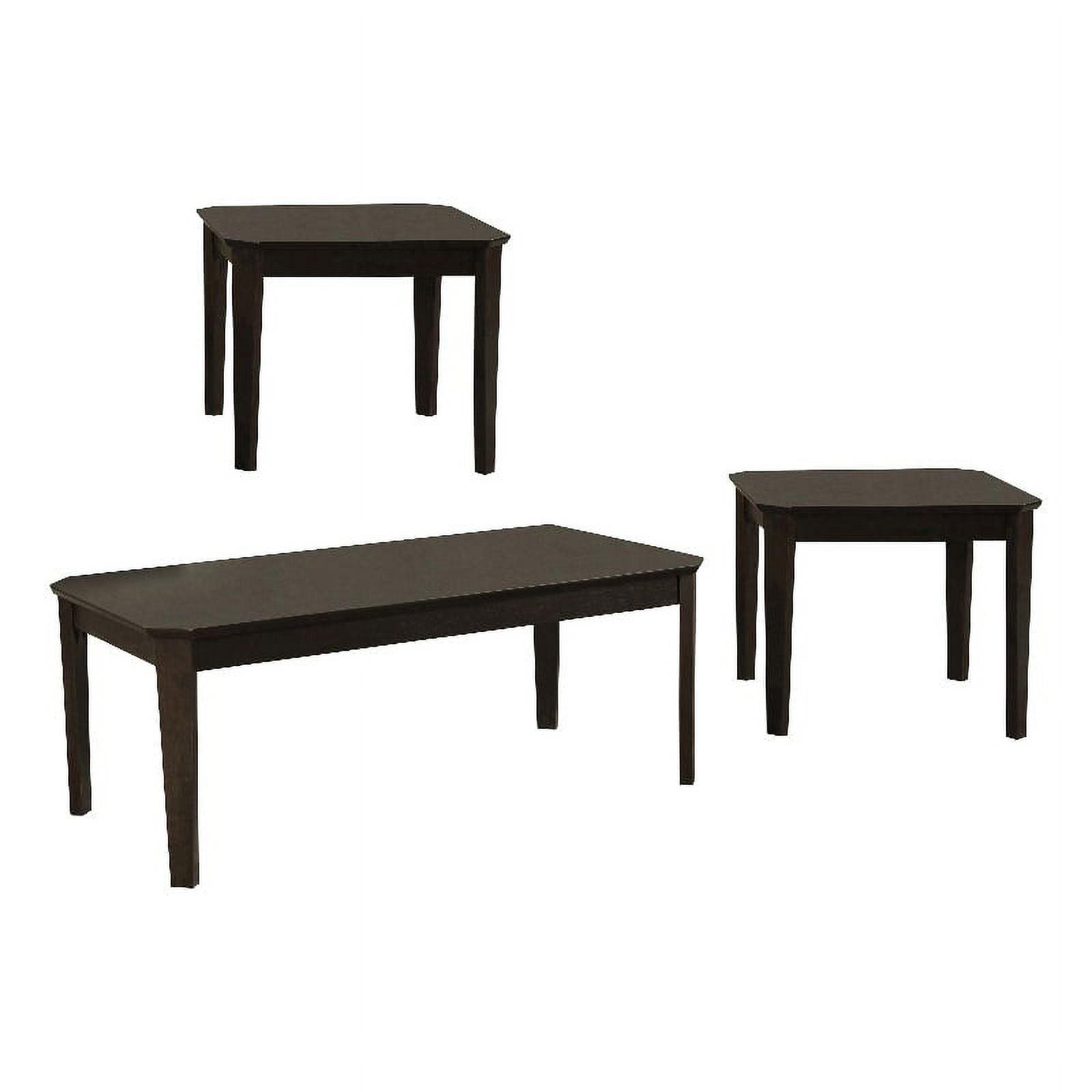 Amaro Dark Brown 3-Piece Wood Coffee and End Table Set