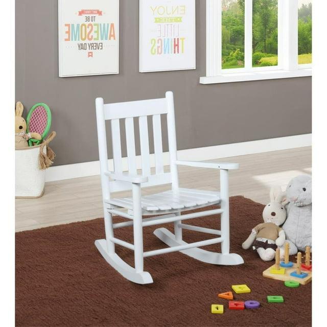 Annie Solid Wood Slat Back Youth Rocking Accent Chair White - Coaster