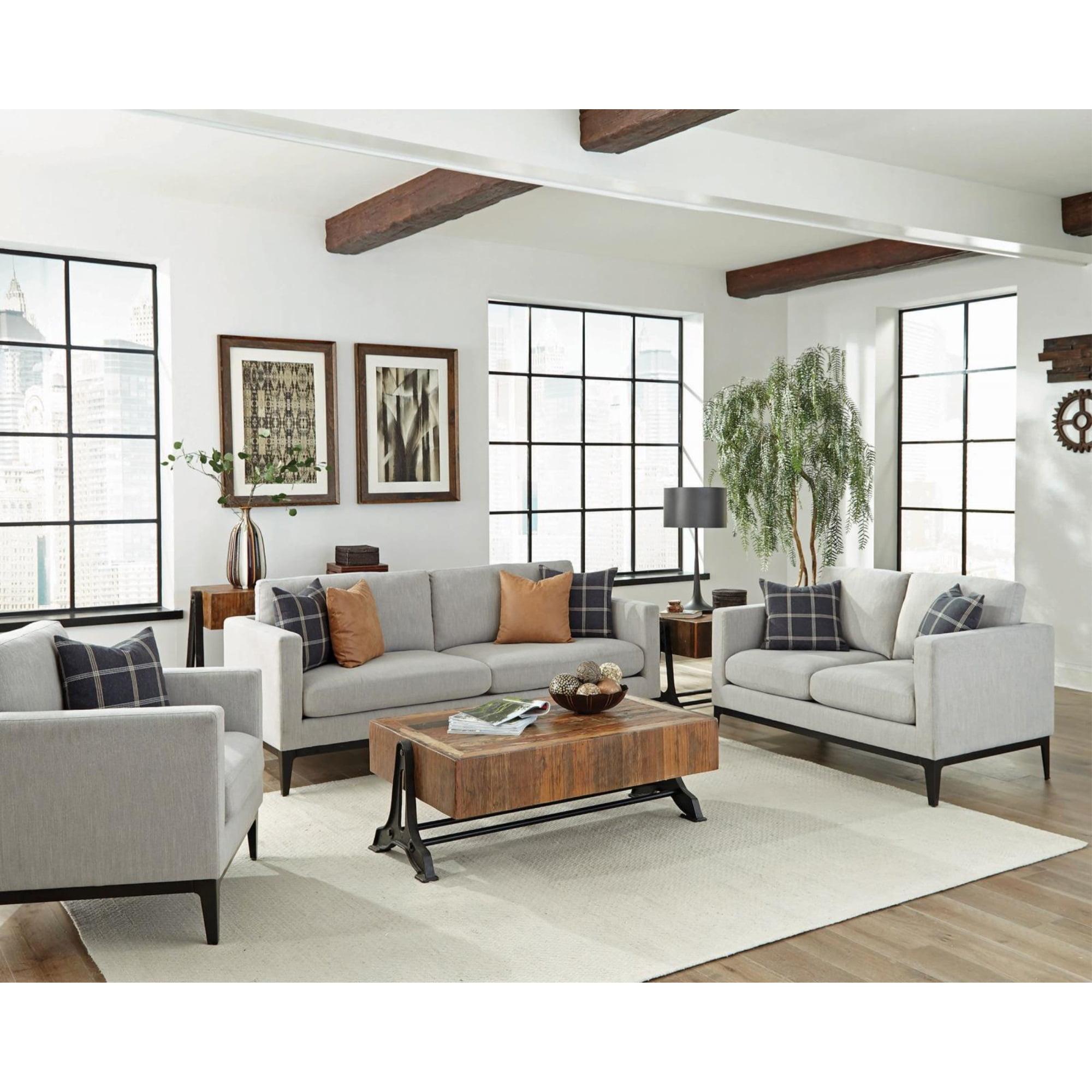 Light Gray 3-Piece Mid-Century Modern Living Room Set