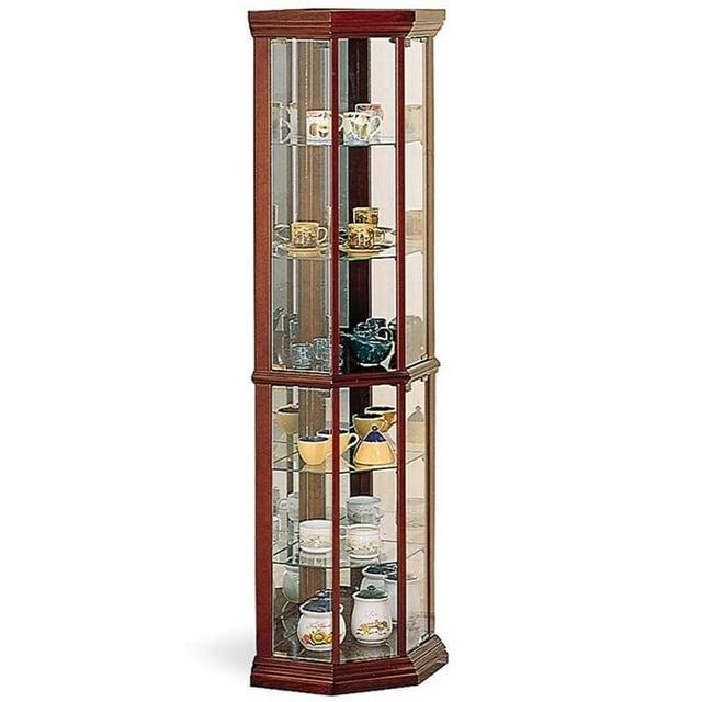 Coaster Appledale Traditional 6 Shelf Corner Curio Cabinet with Glass Doors Medium Brown