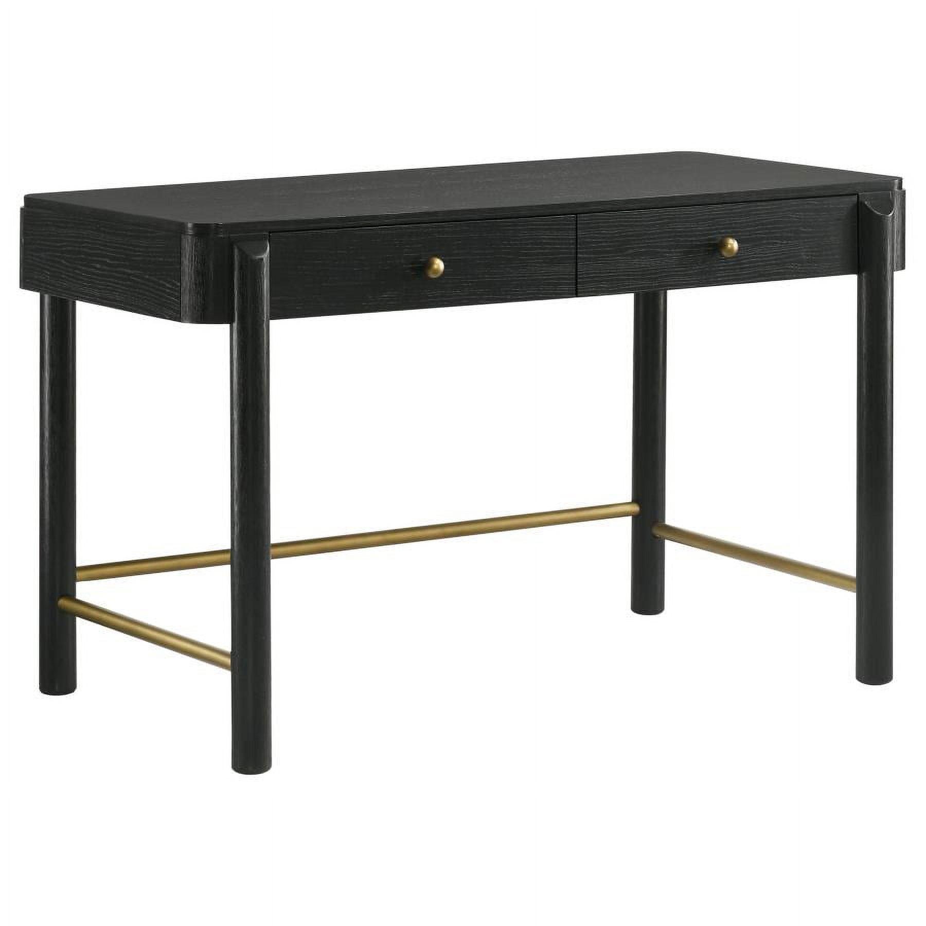 Black Coastal 2-Drawer Vanity Desk with Gold Accents