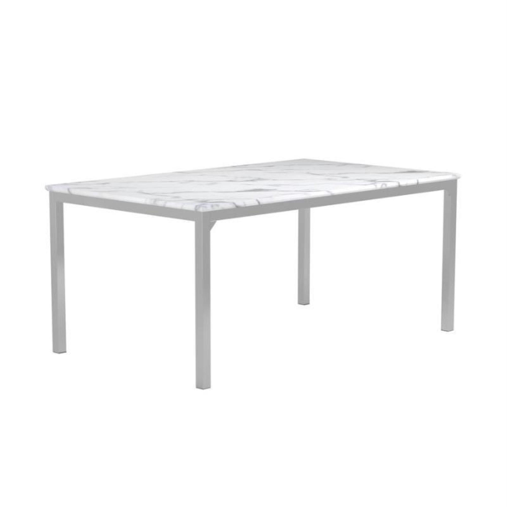 Coaster Athena Rectangle Metal Dining Table with Marble Top in Chrome