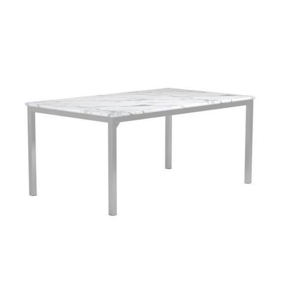 Coaster Athena Rectangle Metal Dining Table with Marble Top in Chrome