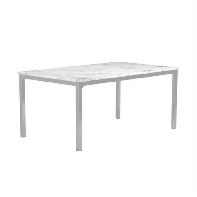 Coaster Athena Rectangle Metal Dining Table with Marble Top in Chrome