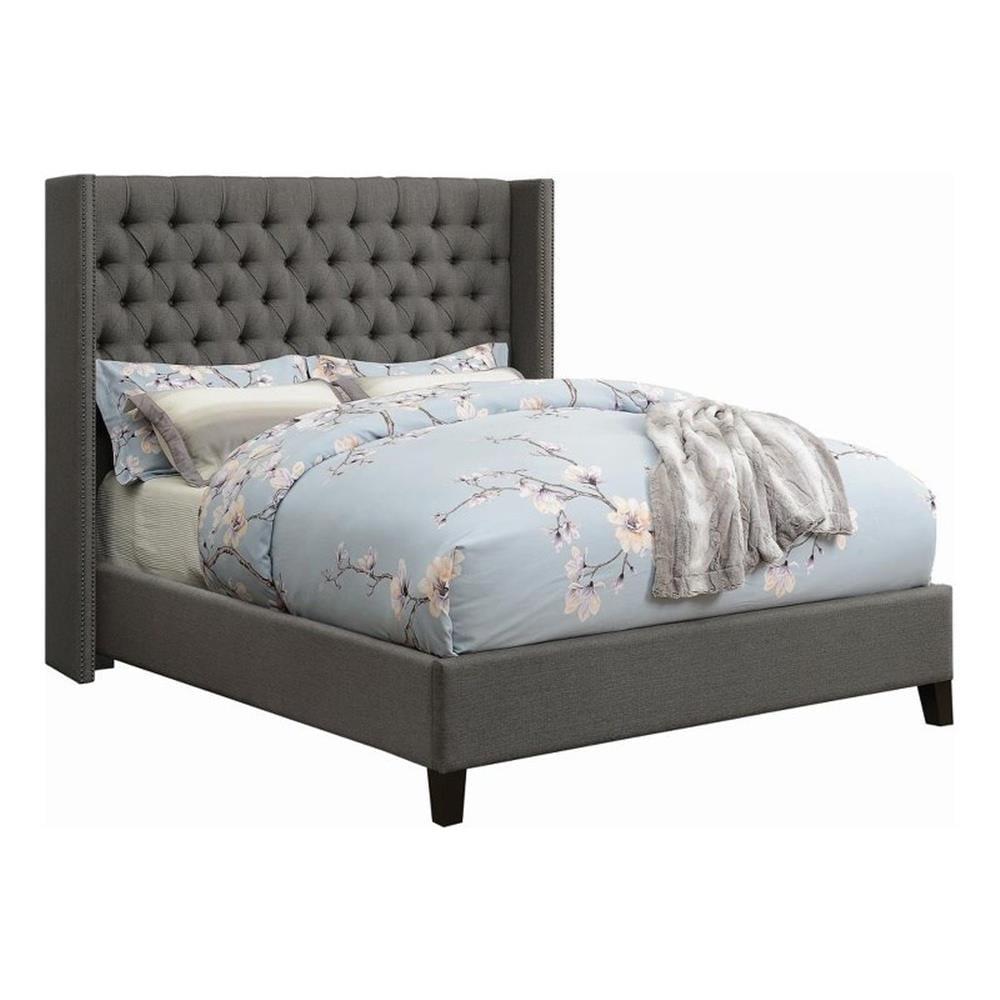 Coaster Bancroft Upholstered Transitional Wood & Fabric Full Bed in Black/Gray