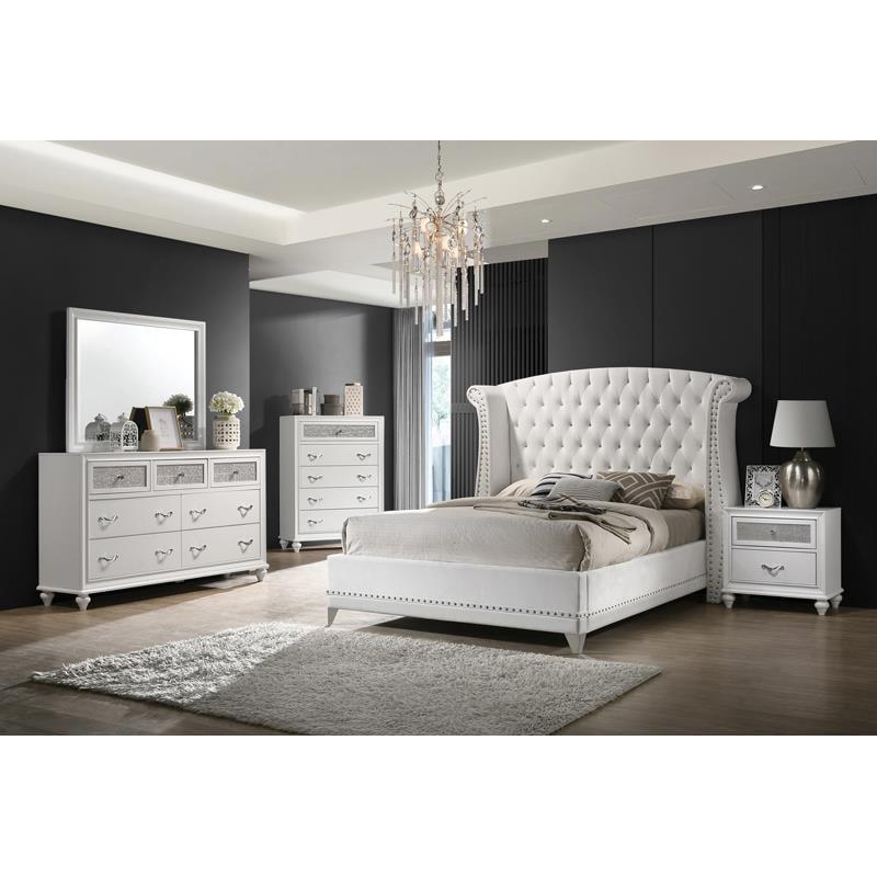 Coaster Barzini 5-piece Upholstered California King Wood Bedroom Set White